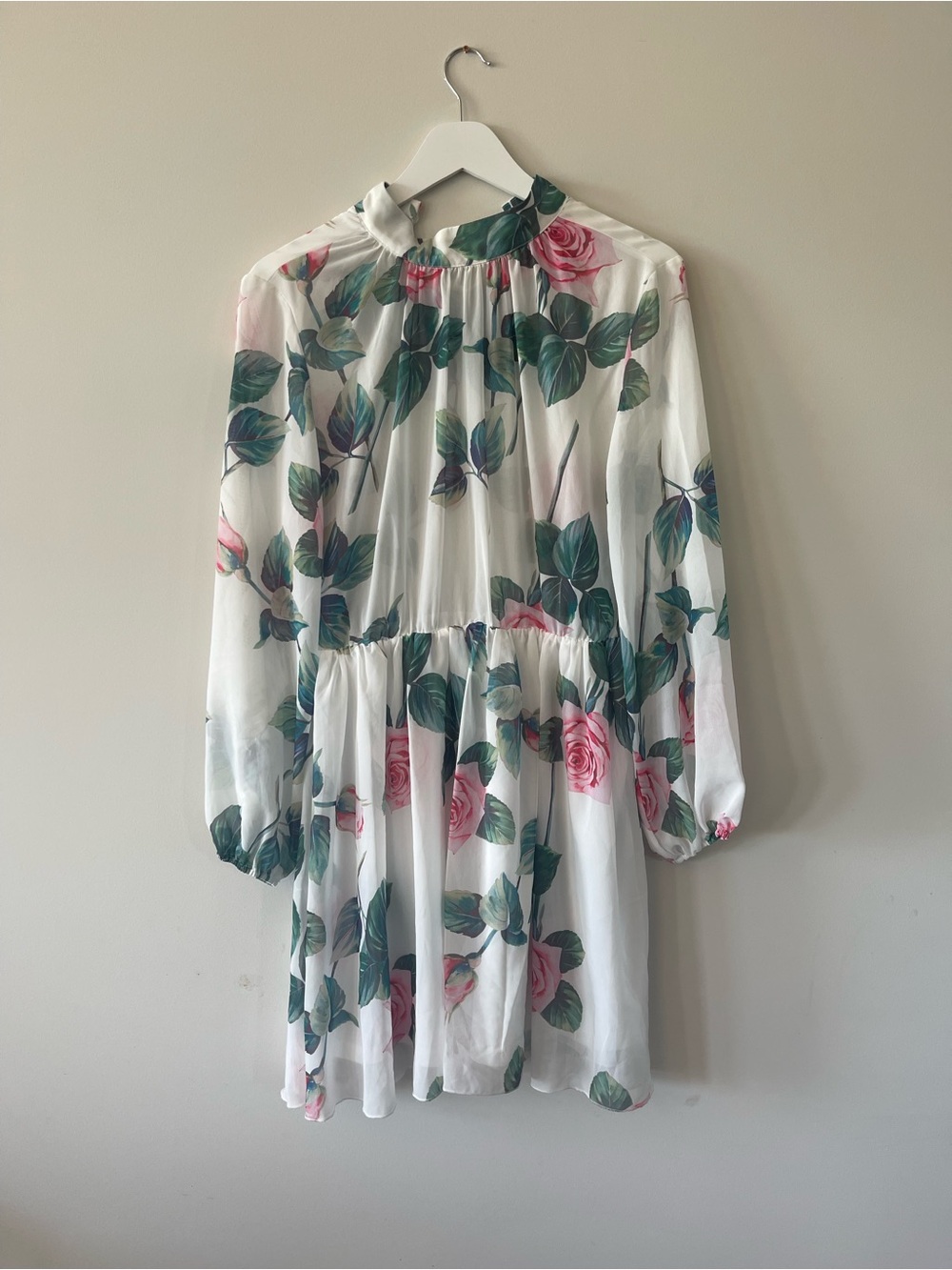 White Floral Chiffon Mini Dress Size M